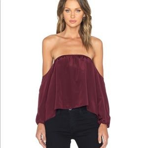 Merritt Charles x Revolve Dunn Blouse in Burgundy